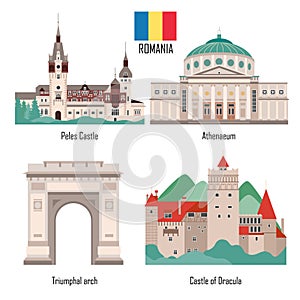 Romania set of landmark icons