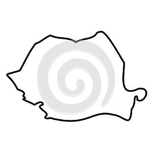 Romania - solid black outline border map of country area. Simple flat vector illustration