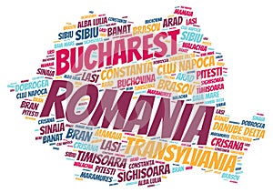 Romania top travel destinations word cloud