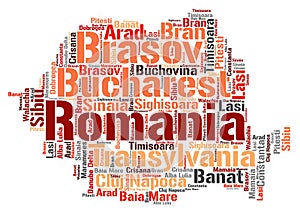 Romania top travel destinations word cloud