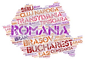Romania top travel destinations word cloud