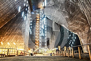 Romania Turda Salt mine lights