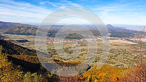 Romania, Viewpoint from Hillocks of the Bran to Zarnesti City.