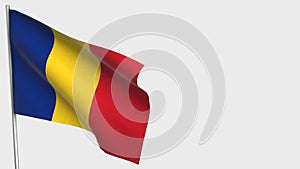 Romania waving flag illustration on flagpole.