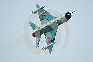 Romanian Air Force Mig-21 Lancer performing a demostration flight at Timisoara Airshow