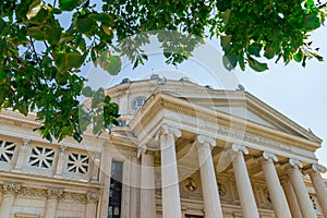 Romanian Athenaeum, a concert hall in the center of Bucharest, Romania and a landmark of the Romanian capital city. Romanian