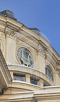 Romanian Athenaeum-detail during the winter