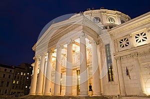 Romanian Atheneum at night