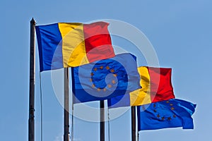 Romanian and EU Flags