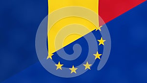 Romanian and Europe flag. Brexit concept of Romania leaving European Union