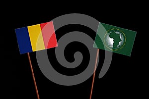 Romanian flag with African Union flag on black