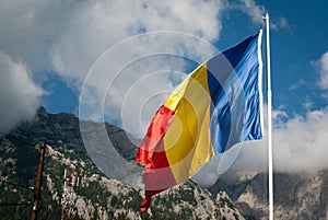 Romanian flag and the Carpathians