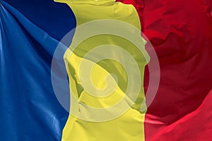 Romanian flag floating in the wind