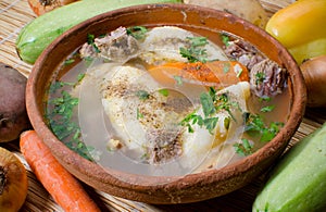 Romanian food - dumplings soup