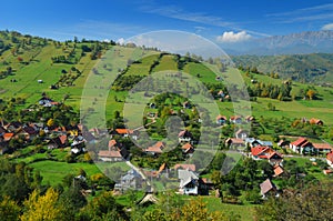 Romanian hillside and village