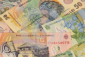 Romanian leu banknotes, RON. Romania, ROU