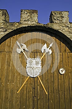 Romanian medieval halberd on fortress