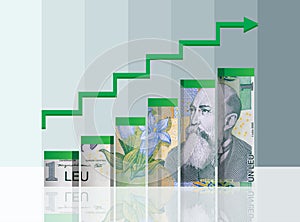 Romanian money finance chart. With clipping path.
