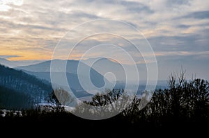 Romanian mountains and hills at dawn