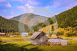 Romanian mountains landscape in rural area