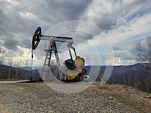 Romanian oil rig on the mountain