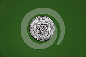 Romanian old silver coin from year 1882