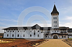 Romanian orthodox monastery with high tower