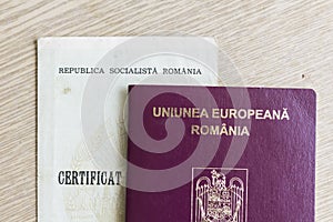 Romanian Passport and Birth Certificate