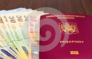 Romanian passport with money