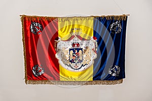 The Romanian royal flag from the time of King Ferdinand photo