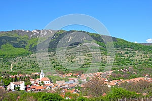 Romanian rural landscape, Apuseni Mountains. Rimetea village