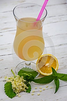 Romanian socata summer refreshing drink made with elderberry flower and lemons