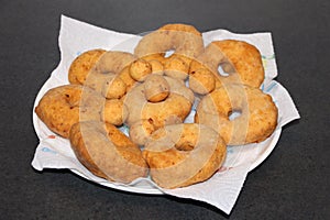 Romanian speciality `Papanasi` all fried up