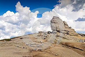 Romanian Sphinx. The Sphinx natural rock formation in Bucegi Mountains, Romania