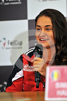 Romanian tennis player Monica Niculescu during a press conferenc