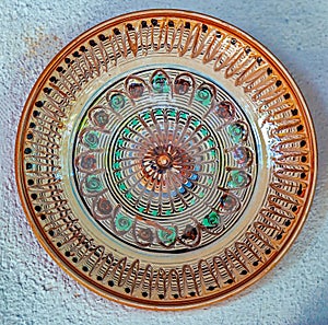 Romanian traditional ceramic plate, Horezu, Romania