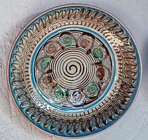 Romanian traditional ceramic plate, Horezu, Romania