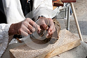 Romanian traditional sandal making