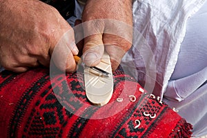 Romanian traditional wooden spoon making