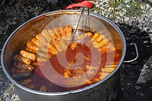 Romanian typical food named sarmale. Cabbage rolls with meat, rice and vegetables