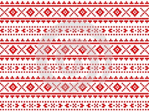 Romanian, Ukrainian, Belarusian red embroidery seamless pattern photo