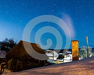 Romanian village under the stars