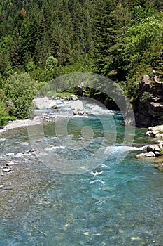 Romanic bridge of Bujaruelo in the region of AragÃÂ³n in Spain. photo