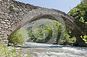 Romanic bridge at la Margineda, Andorra