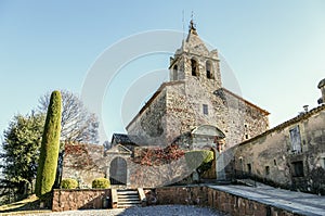 The romanic church of Santa Maria de Sau in Vilanova de Sau, Spain photo