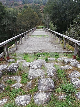 The romans crossed the bridge. In Galicia Northwest Spain photo