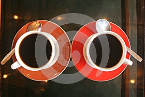 romantic and affectionate pair cups coffee