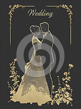 Romantic allure: captivating wedding invitation card adorned with text wedding, blending elegance and sentiment in