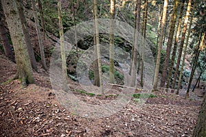 Romantic autumn landscape near the village NeumÃ¼hle / Elster in Thuringia / Germany a beautiful hiking area with mountains and