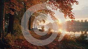 Romantic Autumn Landscapes: Unreal Engine 5\'s Ethereal Light And Dreamy Soft Focus photo